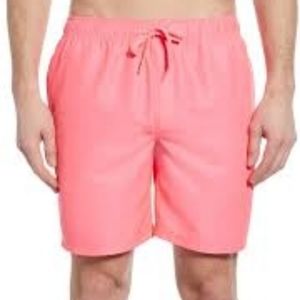 THE RAIL Pink Drawstring Elastic Waist Swim Trunks